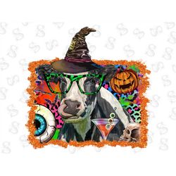 Halloween Holstein Heifer Png Sublimation Design,Animals Cow,Skull Png,Heifer Png,Witch Hat,Halloween Pumpkin,Pumpkin Pn