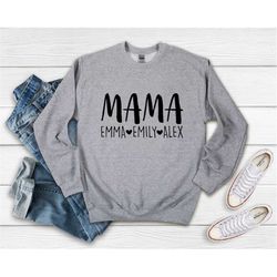 Custom Mama Sweatshirt, Mom Sweatshirt With Kids Names, Gift for Mom, Personalized Mom Sweatshirt, Mother's Day Gift, Mo
