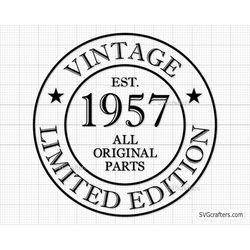 66th Birthday Svg Png, 66th svg, Aged to perfection svg, 66 and Fabulous svg, Vintage 1957 svg - Printable, Cricut & Sil