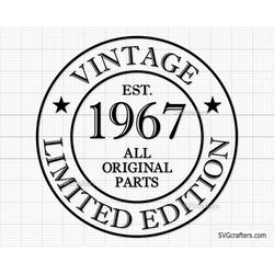 56th Birthday Svg Png, 56th svg, Aged to perfection svg, 56 and Fabulous svg, Vintage 1967 svg - Printable, Cricut & Sil