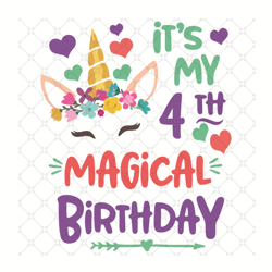 Its My 4th Magical Birthday Svg, Birthday Svg, Unicorn