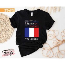 Vive La France Shirt, Bastille Day Gift, Patriotic French Family Shirt, Liberty Shirt, Fraternity Shirt, July 14th Shirt