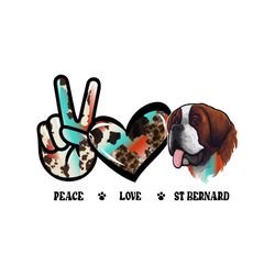 Peace Love St Bernard Dog Cowhide Png
