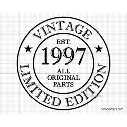 26th Birthday Svg Png, 26th svg, Aged to perfection svg, 26 and Fabulous svg, Vintage 1997 svg - Printable, Cricut & Sil