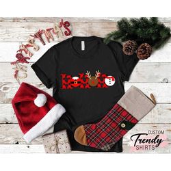 Buffalo Plaid Christmas Shirt, Hohoho Shirt, Christmas Gift, Christmas Deer Shirt, Funny Christmas Shirt, Christmas Sant
