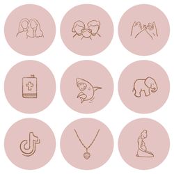 72 Lifestyle Instagram Highlight Icons.Pink Instagram Highlights Images.  Pink and Gold Instagram Highlights Icons.