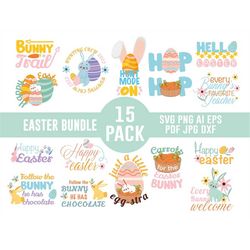 EASTER SVG 15 BUNDLE, Happy Easter Designs,Easter Bundle,Happy Easter Svg,Colorful Svg, Rabbit Svg, Cut Files Cricut, Di