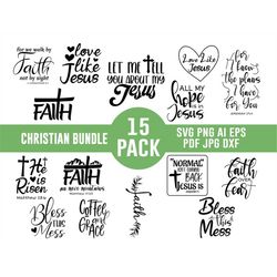 15 Christian SVG 15 BUNDLE, Christian Designs,Christian Faith Bundle, Religious Svg,Silhouette Svg, Cut Files Cricut, Di