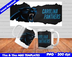 Panthers Mug Design Png, Sublimate Mug Template, Panthers Mug Wrap, Sublimate Football Design PNG, Instant Download