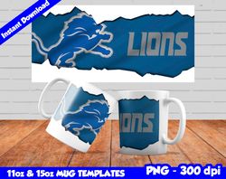 Lions Mug Design Png, Sublimate Mug Template, Lions Mug Wrap, Sublimate Football Design PNG, Instant Download