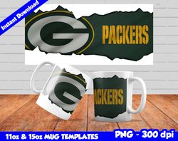 Packers Mug Design Png, Sublimate Mug Template, Packers Mug Wrap, Sublimate Football Design PNG, Instant Download