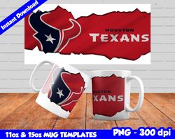 Texans Mug Design Png, Sublimate Mug Template, Texans Mug Wrap, Sublimate Football Design PNG, Instant Download