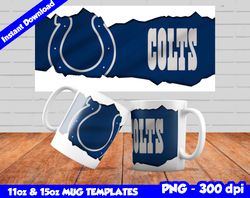 Colts Mug Design Png, Sublimate Mug Template, Colts Mug Wrap, Sublimate Football Design PNG, Instant Download