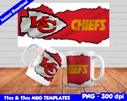 Chiefs Mug Design Png, Sublimate Mug Template, Chiefs Mug Wrap, Sublimate Football Design PNG, Instant Download