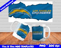 Chargers Mug Design Png, Sublimate Mug Template, Chargers Mug Wrap, Sublimate Football Design PNG, Instant Download