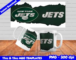 Jets Mug Design Png, Sublimate Mug Template, Jets Mug Wrap, Sublimate Football Design PNG, Instant Download