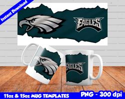 Eagles Mug Design Png, Sublimate Mug Template, Eagles Mug Wrap, Sublimate Football Design PNG, Instant Download