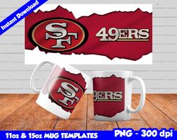 Niners Mug Design Png, Sublimate Mug Template, 49ers Mug Wrap, Sublimate Football Design PNG, Instant Download