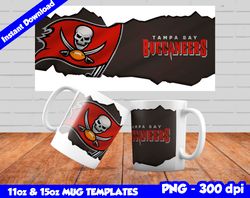 Buccaneers Mug Design Png, Sublimate Mug Template, Buccaneers Mug Wrap, Sublimate Football Design PNG, Instant Download