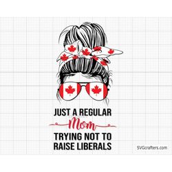Just A Regular Mom Trying Not To Raise Liberals Republican svg, Canadian mom life svg, Canadian politics svg -Printable,