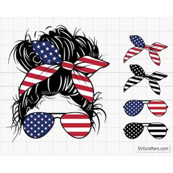 USA mom bun svg, american flag mom bun SVG, USA t-shirt cut file, patriotic svg, png, 4th of july svg, american flag mom