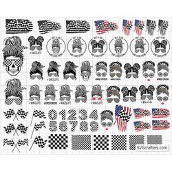 Bundle checkered flag svg, racing svg, race car svg, racing flag svg, motorcycle svg, motocross svg - Printable, Cricut