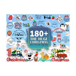 180 The Huge Christmas Bundle Svg, Gingerbread Man Svg, Christmas Svg, Santa Claus Svg, Sleigh Svg, Gnome Svg, Pdf, Eps,