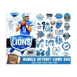 50 Designs Detroit Lions Football Svg Bundle, Lions Football Svg