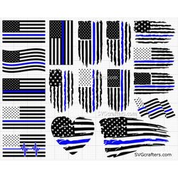 police svg, back the blue svg, thin blue line svg, police officer svg, police wife svg, distressed flag svg - Printable,