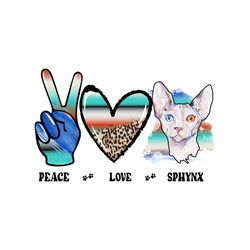Peace Love Sphynx Cat Cowhide Png