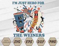 Hot Dog I'm Just Here For The Wieners 4Th Of July Svg, Eps, Png, Dxf, Digital Download