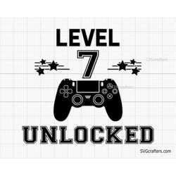 Level 7 Unlocked svg, 7th Birthday svg, My 7th Birthday svg, Seventh Birthday svg, happy birthday svg - Printable, Cricu