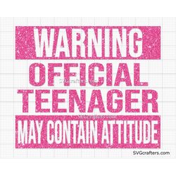 Warning Official Teenager svg, Official Teenager svg, 13th birthday svg, birthday girl svg, 13th birthday png-Printable,