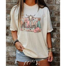Mama Sublimation Tshirt, Western Mama Shirt, Mama Png, Western Cow Skull Tee, Western Sublimation Design, Hippies Mama S