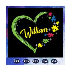 William svg, personalize with your kids name, autism awareness, autisms day, autism svg, autism gift, autism son, autism