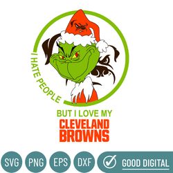 Grinch Santa Christmas Svg, I Hate People But I Love My Cleveland Browns Svg, Cleveland Browns Svg, NFL Teams Svg