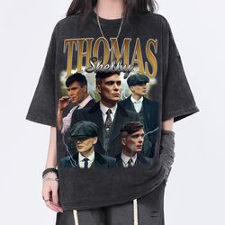 Tommy Shelby Vintage Washed Shirt, Actor Homage Graphic Unisex T-Shirt, Retro 90s Fans Tee Gift