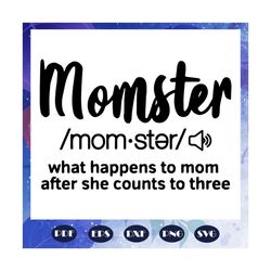 Momster svg, what happens mom after she counts to three, mothers day, mom gift, mothers day gift, funny mom svg file, mo