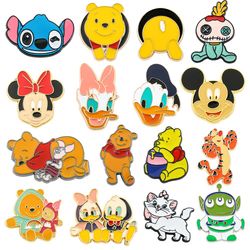 Disney Pooh Bear Brooch Mickey Mouse Cartoon Cute Cat Donald Duck Metal Badge for Bags Lapel Pin Jewelry