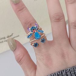 Disney Stitch Cartoon Multi-layered Stitch Rings for Girls Jewelry Accessories Animal Open Rings Lovers Rings Jewelry