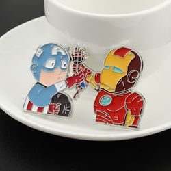Marvel Cartoon Superhero Iron Man Captain America Enamel Lapel Pins Deadpool Spiderman Badge Brooches