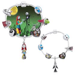 The Nightmare Before Christmas Bracelets Jack Skellington and Sally Pendant Bangle Disney Charm Bracelet Jewelry