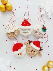 Christmas Crochet Decoration: Santa, Mrs Santa, Snowman, Reindeer, Cupcake, Christmas Tree Ornaments, Christmas Decor