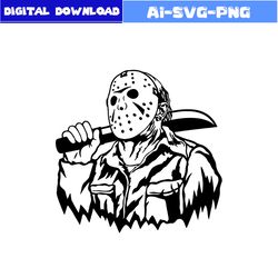 Jason Voorhees Svg, Horror Face Svg, Horror Movies Svg, Horror Character Svg, Halloween Svg, Png Dxf Digital File
