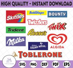 Toblerone Logo Svg, Twix Svg for Cricut, Milka Logo Svg, Trident, Skittles Svg, Instant Download