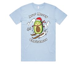 Avo Merry Christmas T-shirt Tee Top Xmas Funny Ugly Avocado Vegan Have Yourself A Skiing