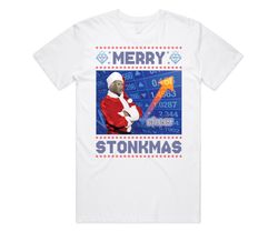 Merry Stonkmas T-shirt Tee Top Christmas Xmas Stocks  Shares GME Gamestop Trading Crypto Funy Gift