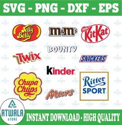 Candy Brands Logos Svg, Chocolate Labels Clipart, Sweet Brand Logos, Instant Download