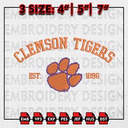Clemson Tigers Embroidery files, NCAA Embroidery Designs, NCAA Clemson Tigers Machine Embroidery Pattern