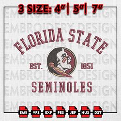 Florida State Seminoles Embroidery files, NCAA Embroidery Designs, Florida State Seminoles Machine Embroidery Pattern